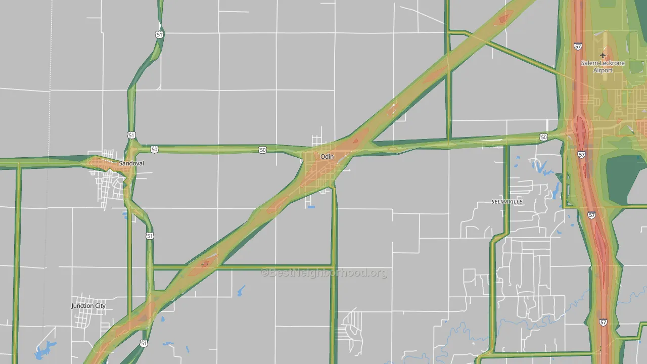 62870, IL Map of Noise Levels in 62870