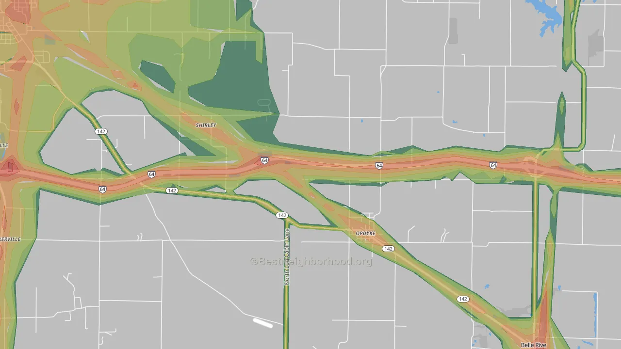 62872, IL Map of Noise Levels in 62872