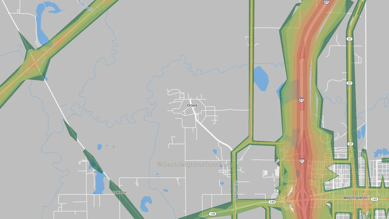 62874, IL Map of Noise Levels in 62874