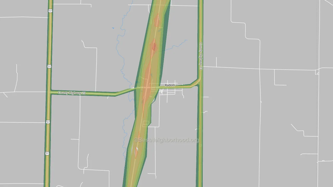 62876, IL Map of Noise Levels in 62876