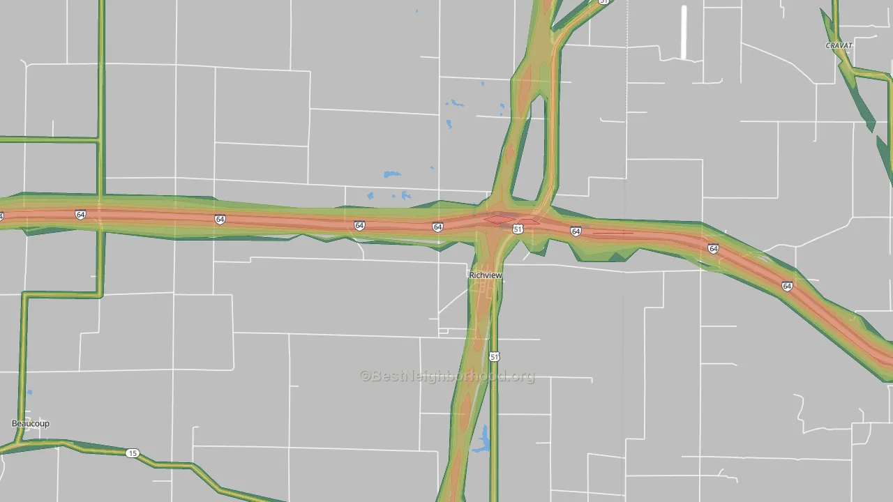 62877, IL Map of Noise Levels in 62877