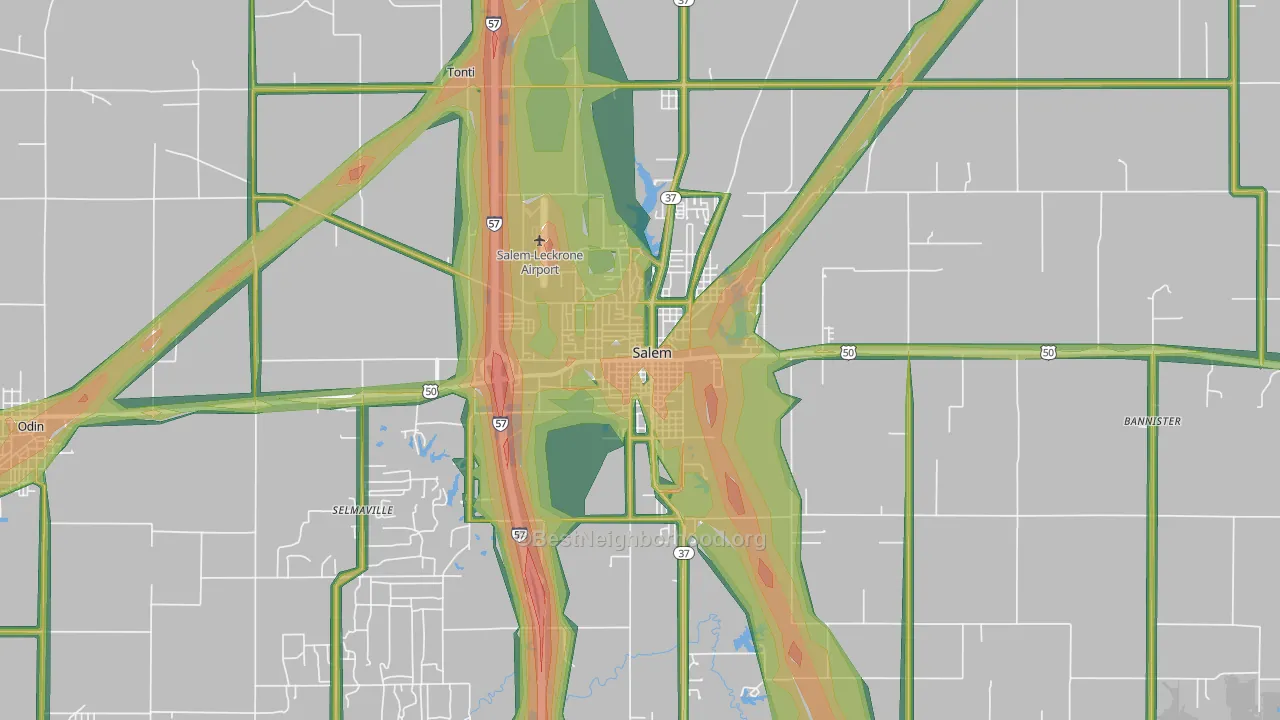 62881, IL Map of Noise Levels in 62881