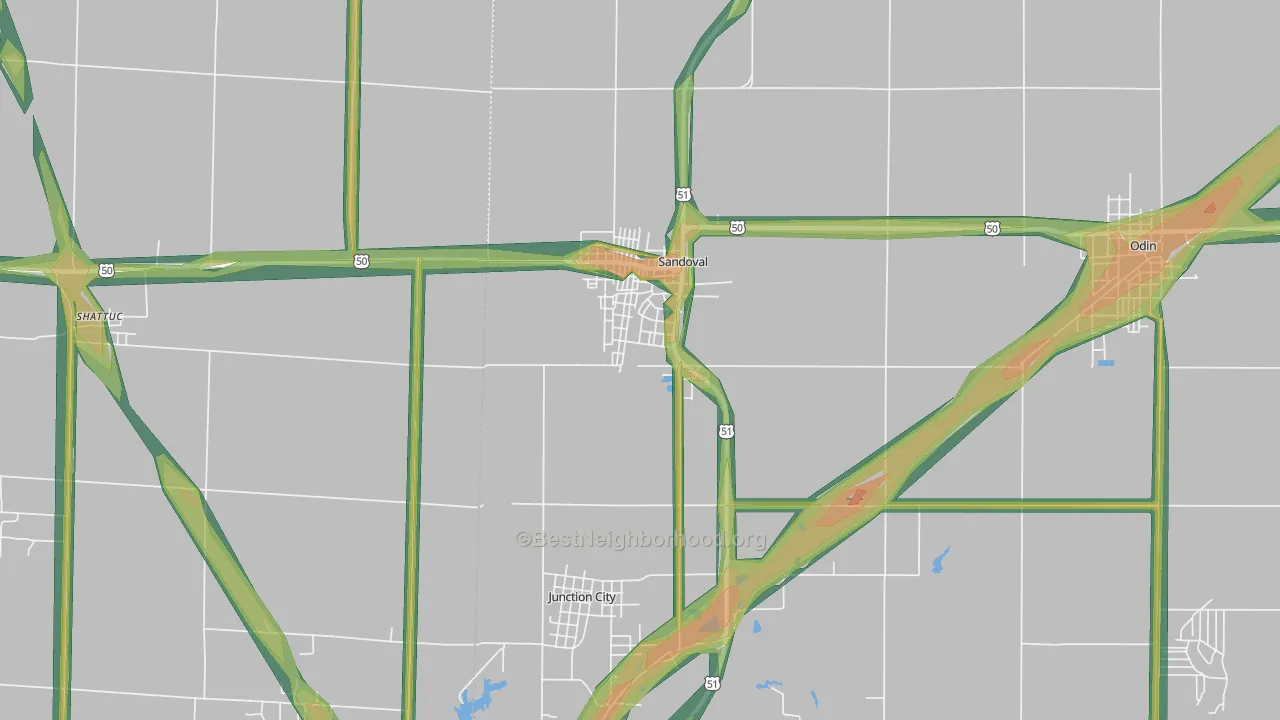 62882, IL Map of Noise Levels in 62882