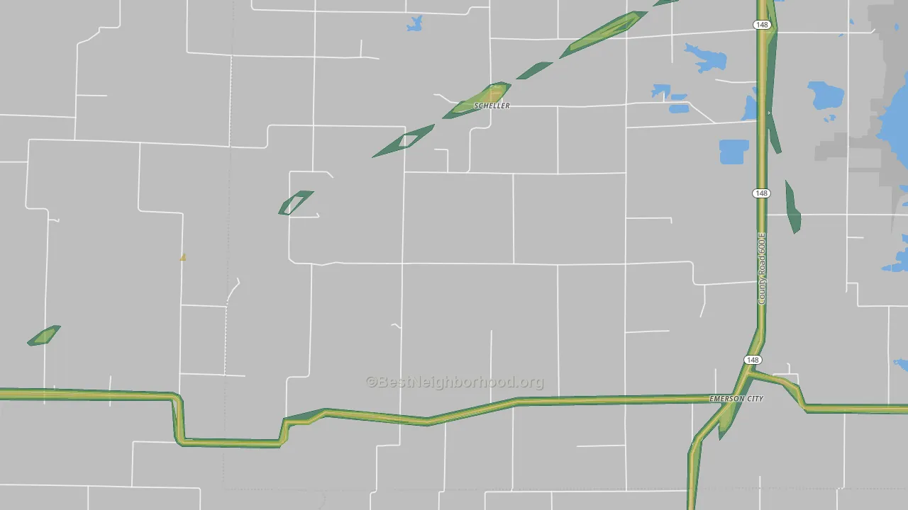 62883, IL Map of Noise Levels in 62883