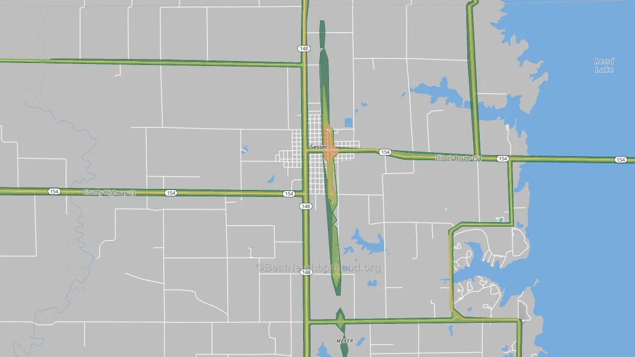 62884, IL Map of Noise Levels in 62884