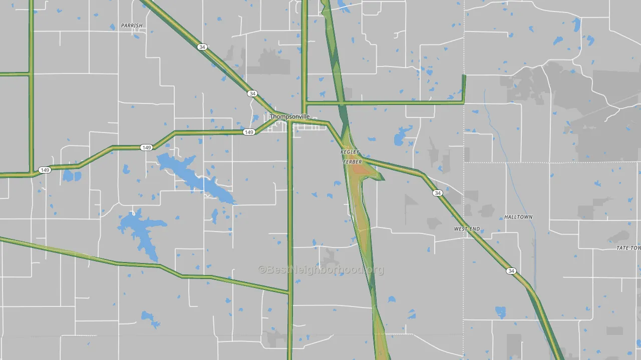 62890, IL Map of Noise Levels in 62890