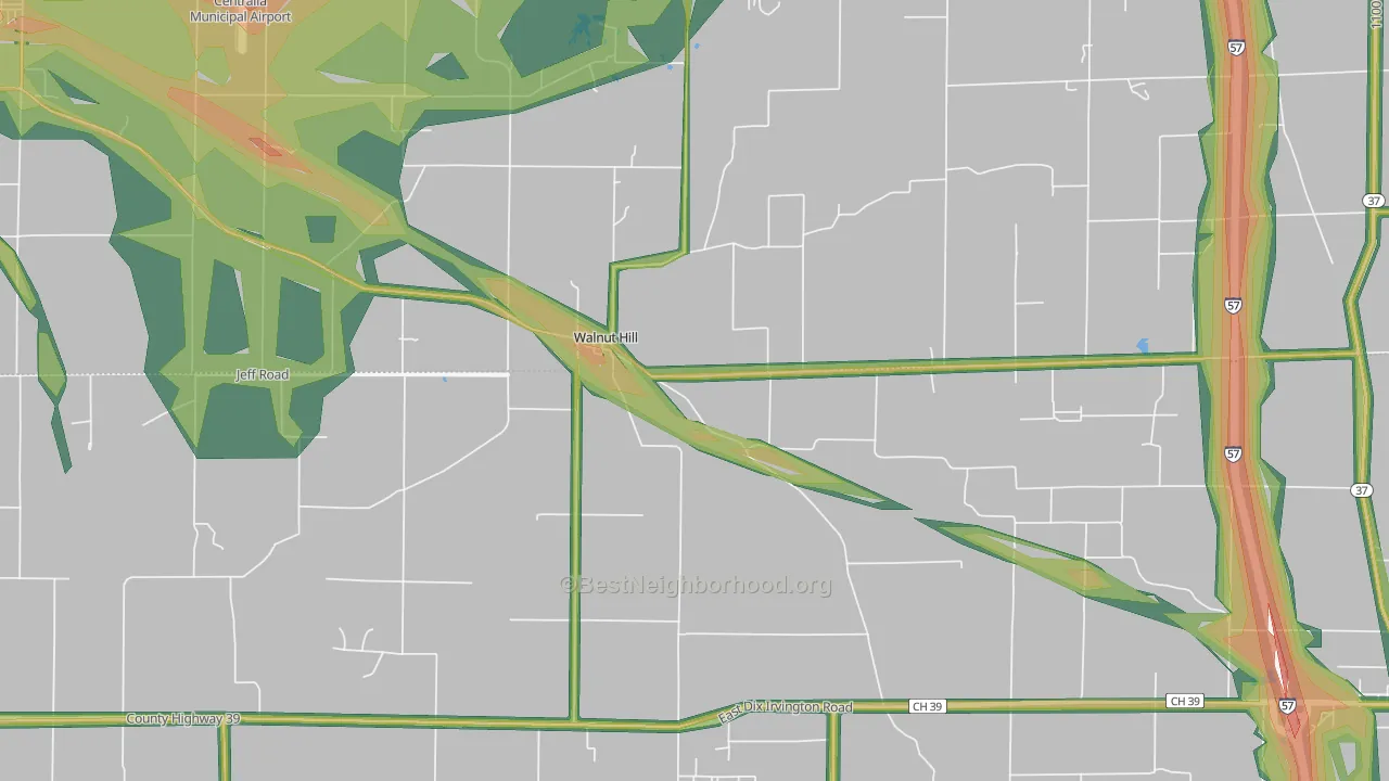 62893, IL Map of Noise Levels in 62893