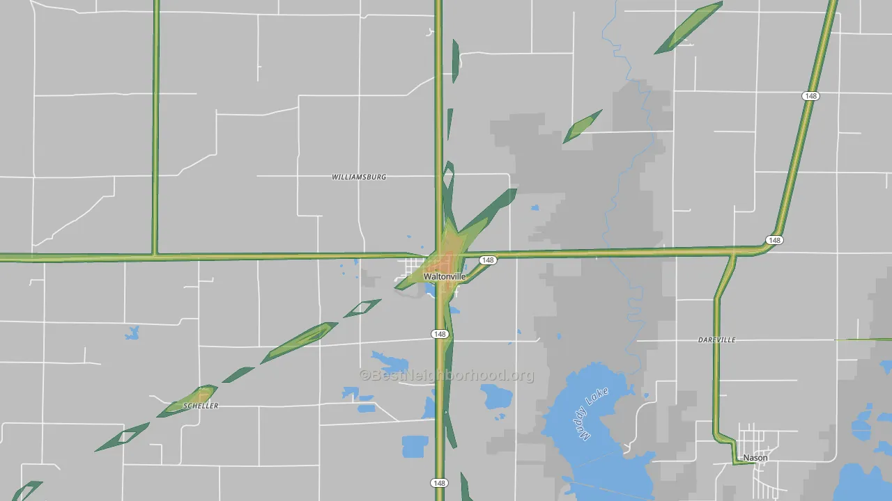62894, IL Map of Noise Levels in 62894