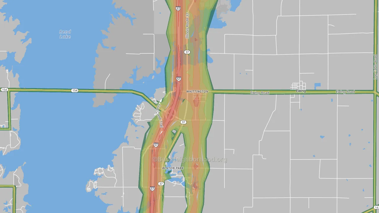 62897, IL Map of Noise Levels in 62897