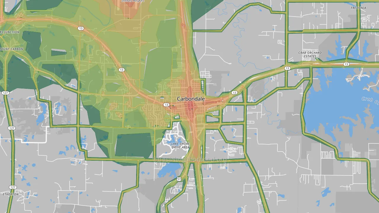 62901, IL Map of Noise Levels in 62901