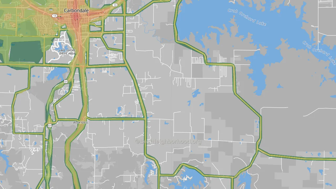 62902, IL Map of Noise Levels in 62902