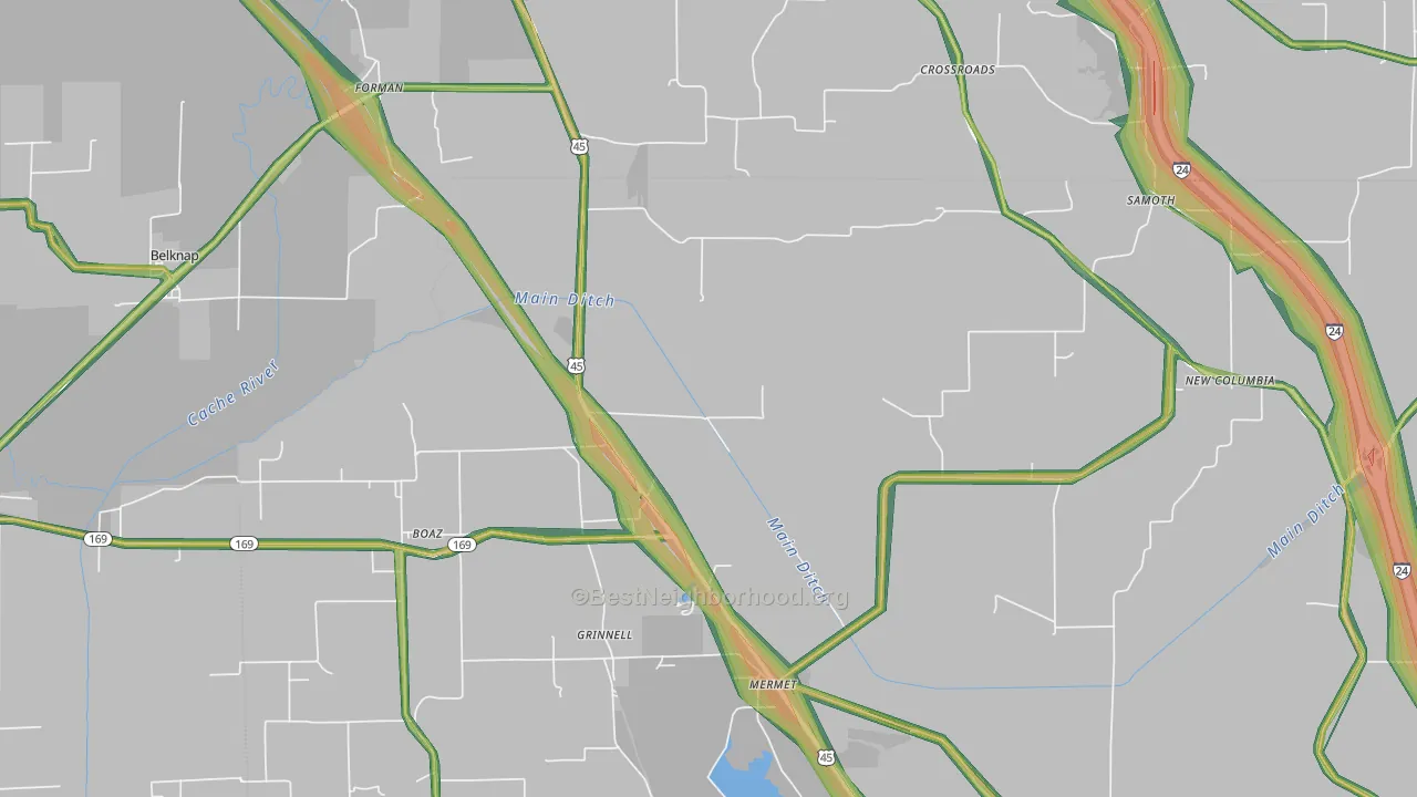 62908, IL Map of Noise Levels in 62908