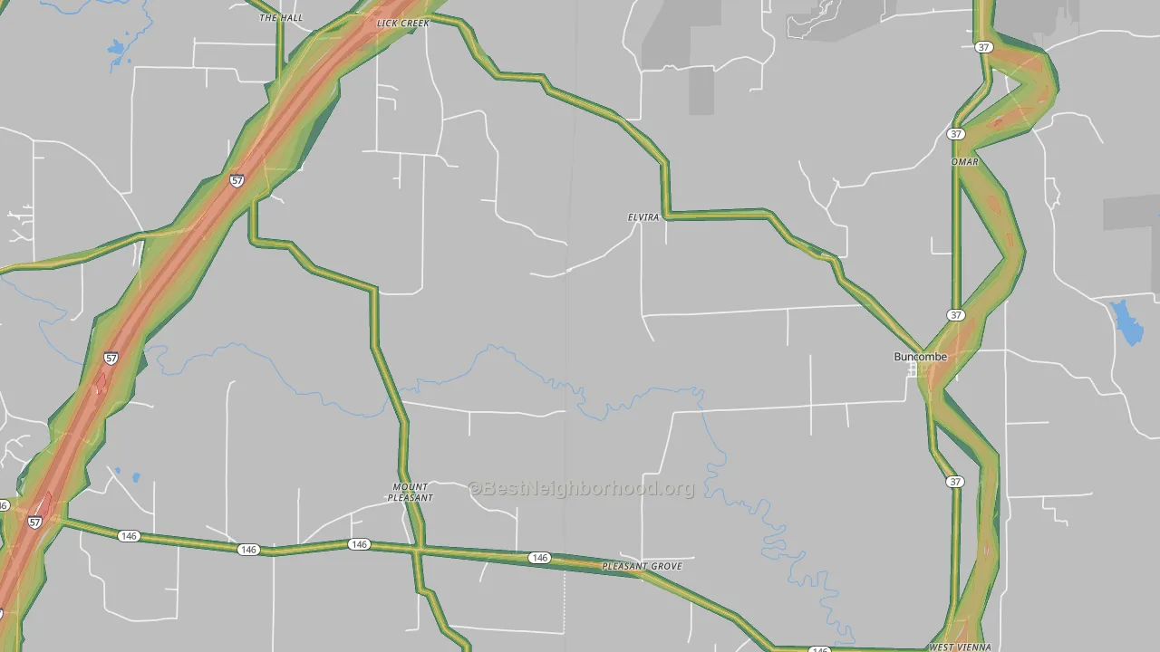 62912, IL Map of Noise Levels in 62912