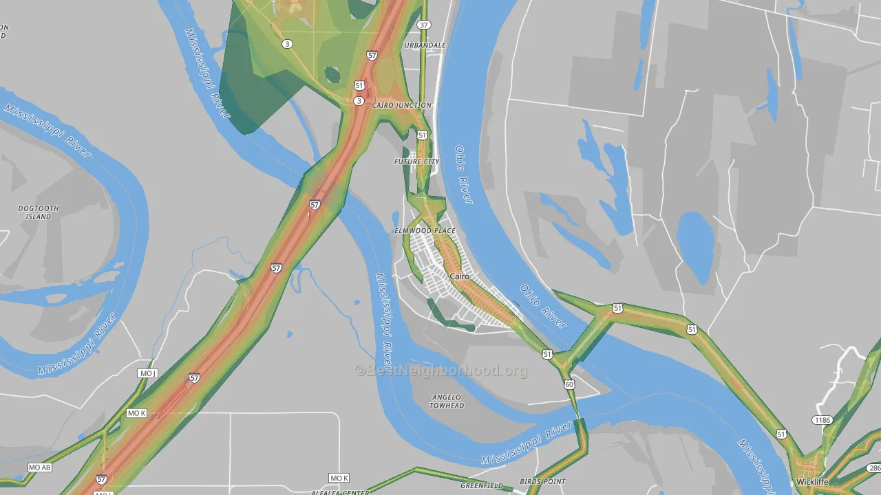 62914, IL Map of Noise Levels in 62914