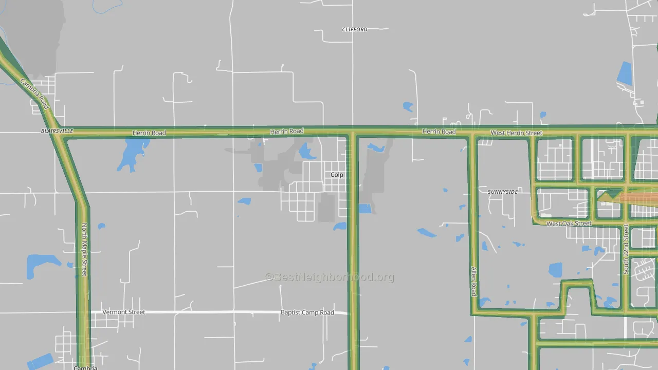 62921, IL Map of Noise Levels in 62921