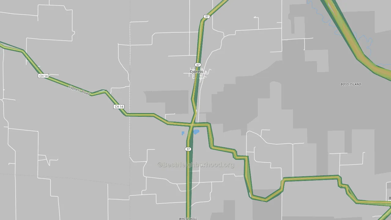 62923, IL Map of Noise Levels in 62923