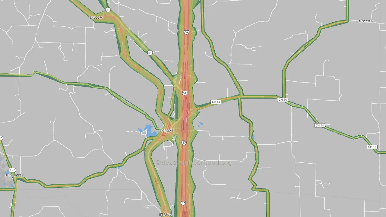 62926, IL Map of Noise Levels in 62926