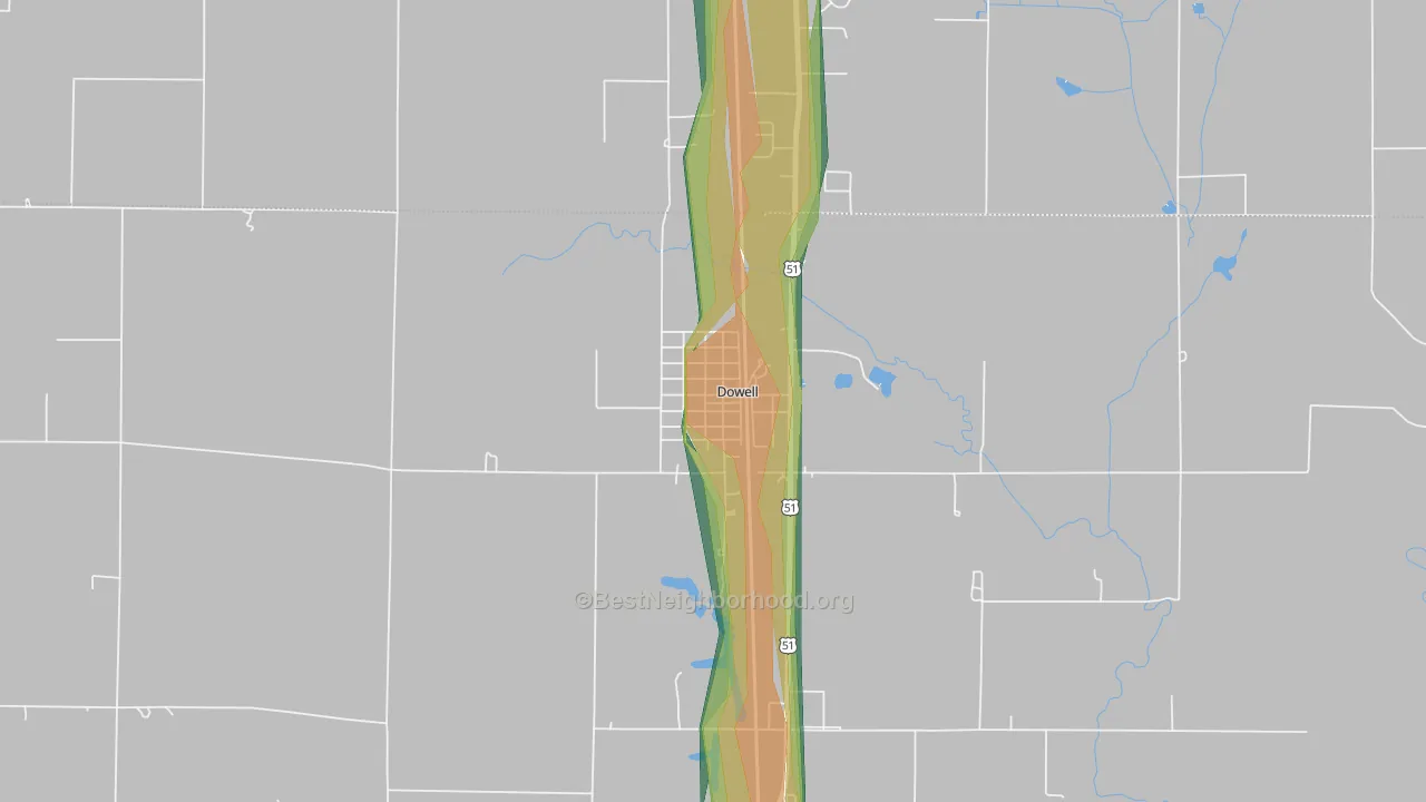 62927, IL Map of Noise Levels in 62927