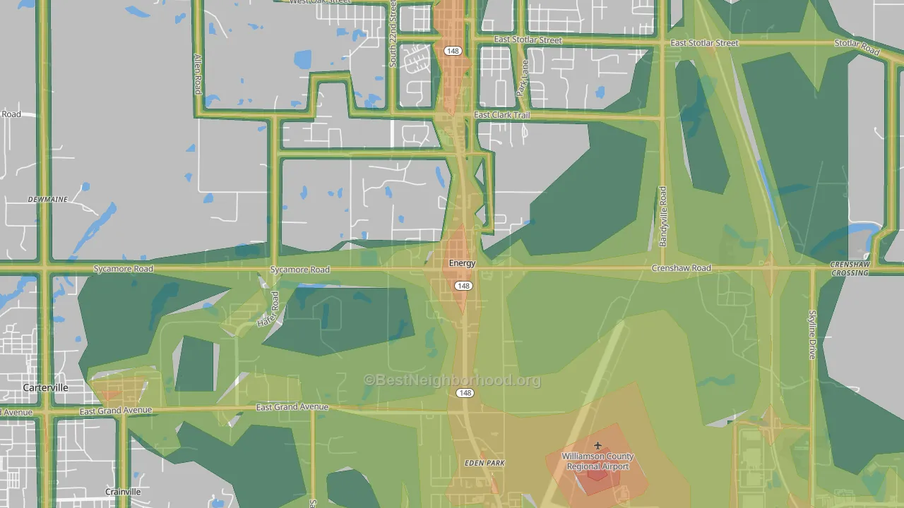 62933, IL Map of Noise Levels in 62933