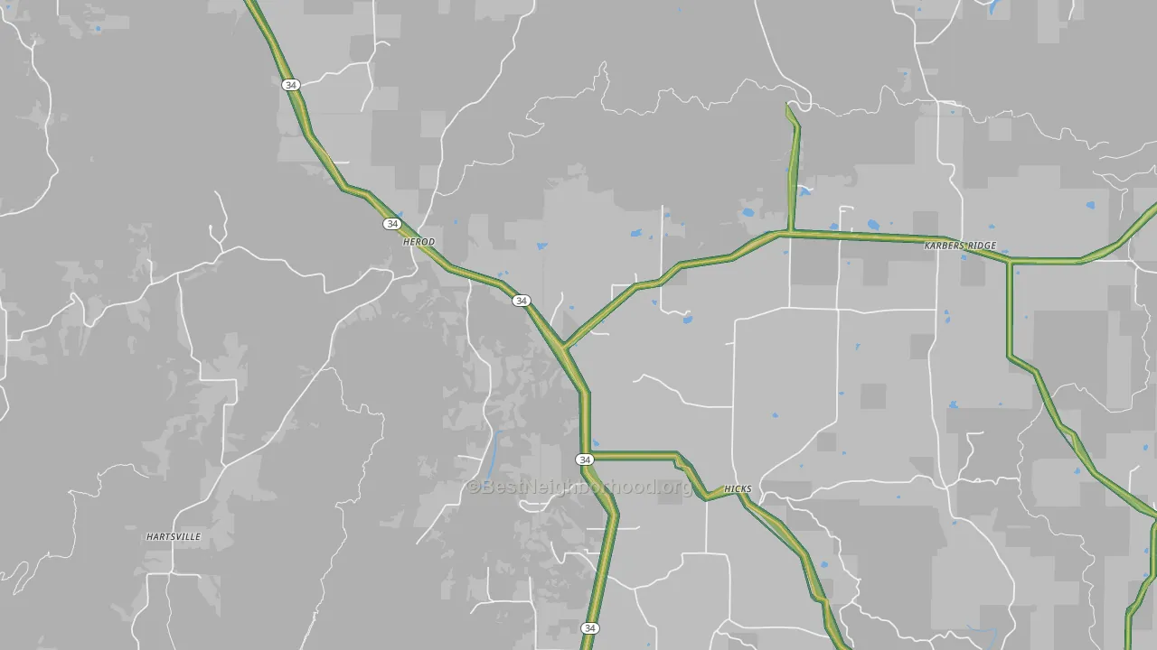 62947, IL Map of Noise Levels in 62947