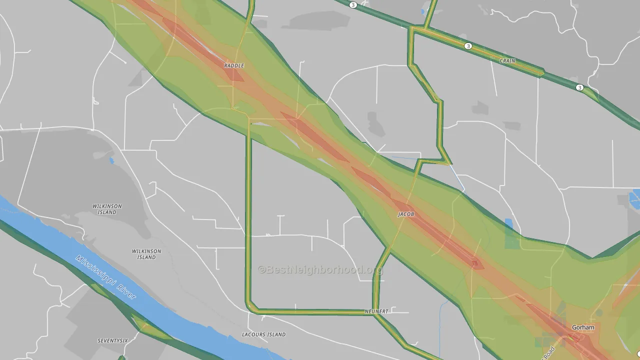 62950, IL Map of Noise Levels in 62950
