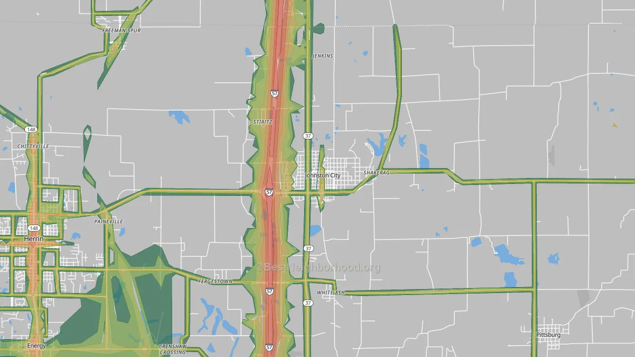 62951, IL Map of Noise Levels in 62951