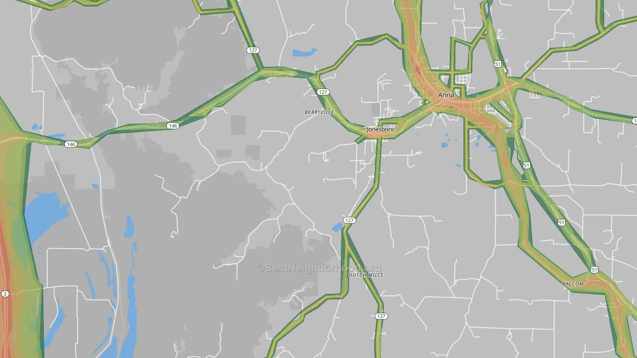 62952, IL Map of Noise Levels in 62952