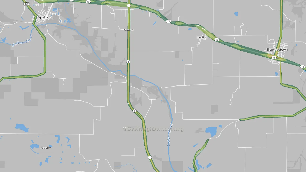 62954, IL Map of Noise Levels in 62954