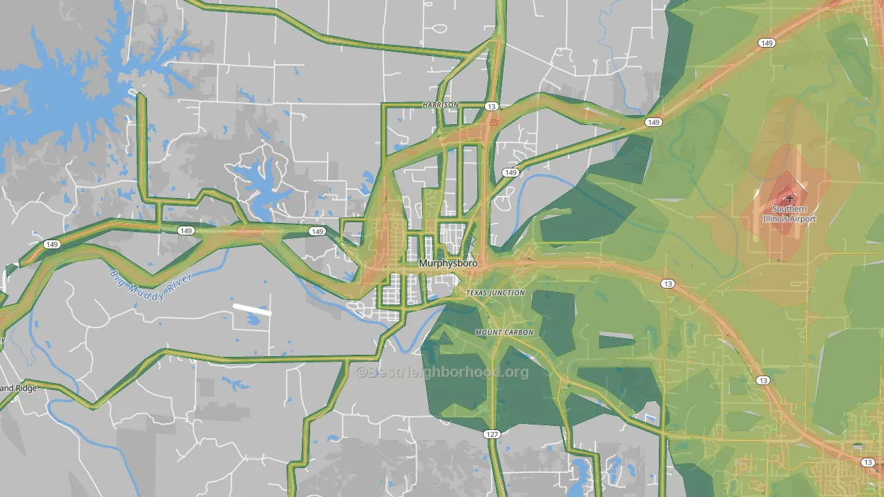62966, IL Map of Noise Levels in 62966