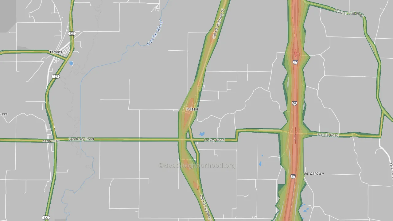62976, IL Map of Noise Levels in 62976