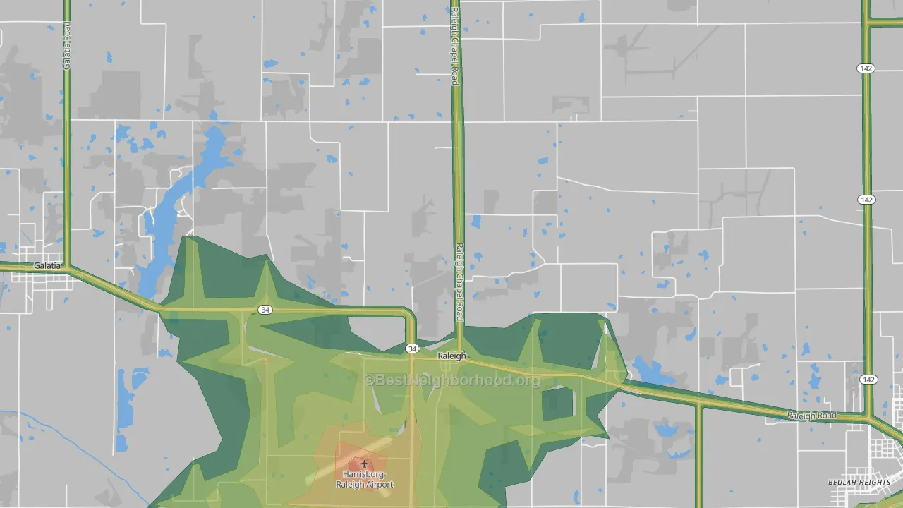 62977, IL Map of Noise Levels in 62977