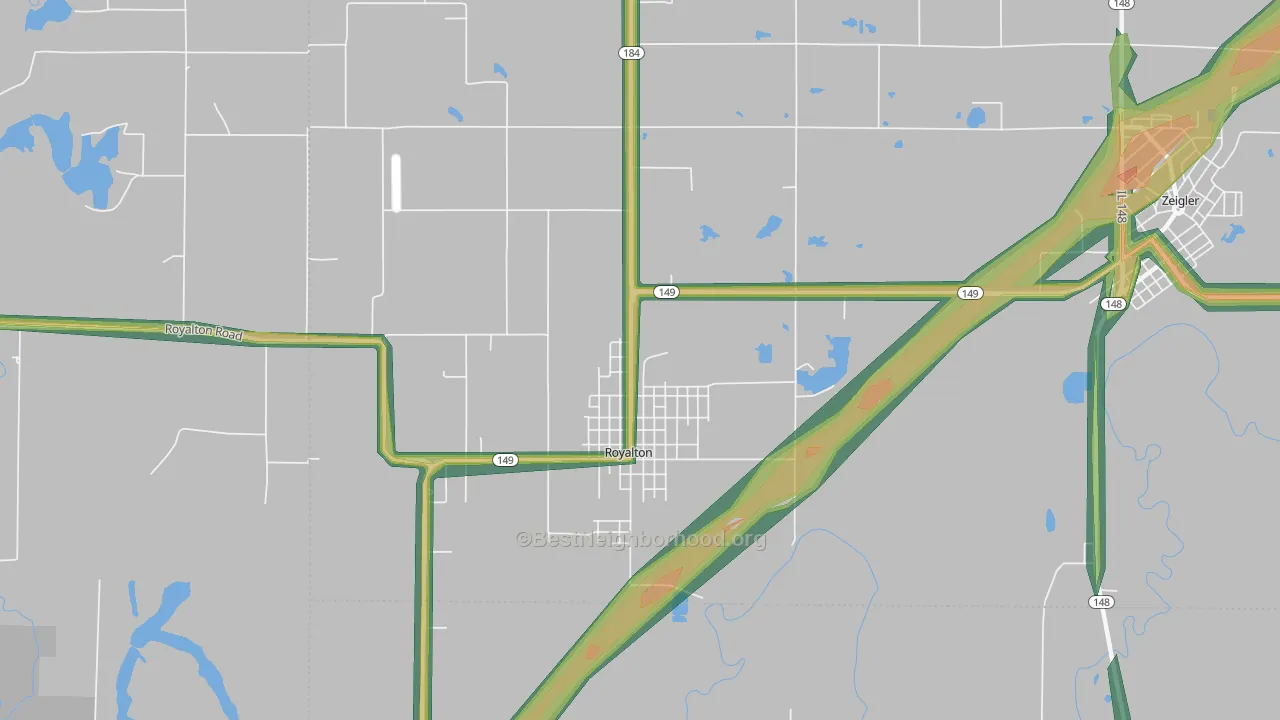 62983, IL Map of Noise Levels in 62983