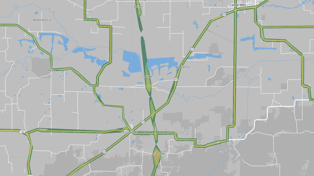 62987, IL Map of Noise Levels in 62987