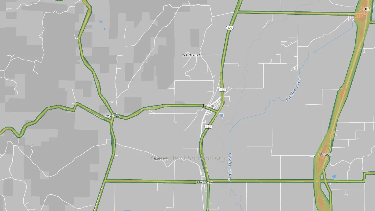62988, IL Map of Noise Levels in 62988
