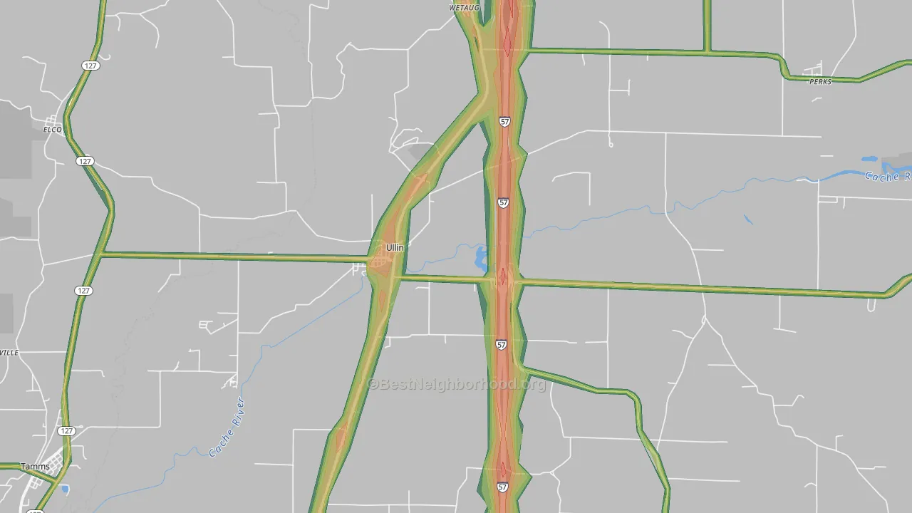 62992, IL Map of Noise Levels in 62992