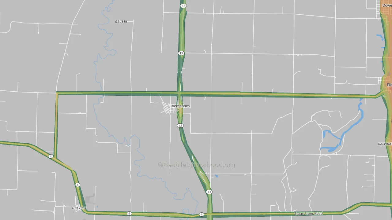62994, IL Map of Noise Levels in 62994