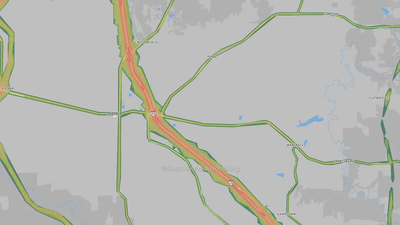 62995, IL Map of Noise Levels in 62995