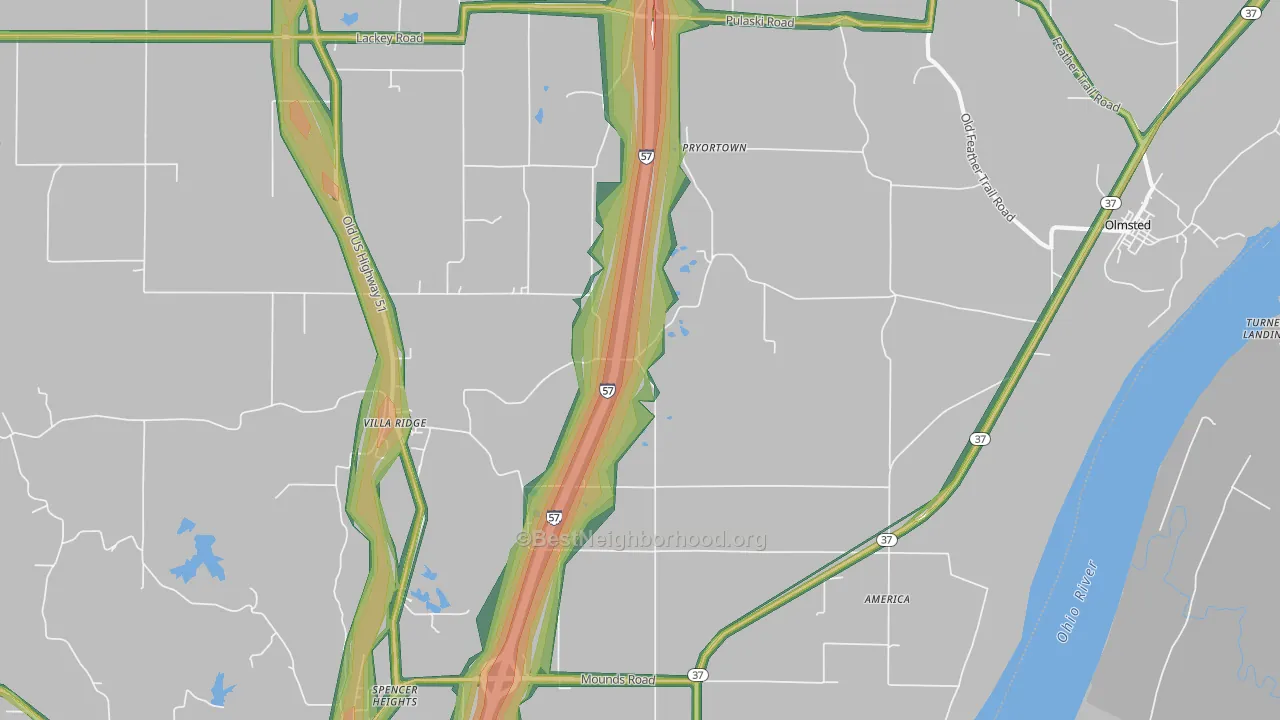 62996, IL Map of Noise Levels in 62996