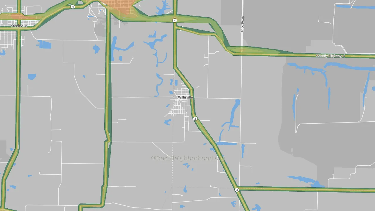 62997, IL Map of Noise Levels in 62997