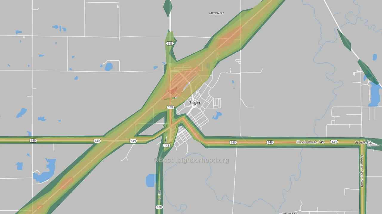 62999, IL Map of Noise Levels in 62999