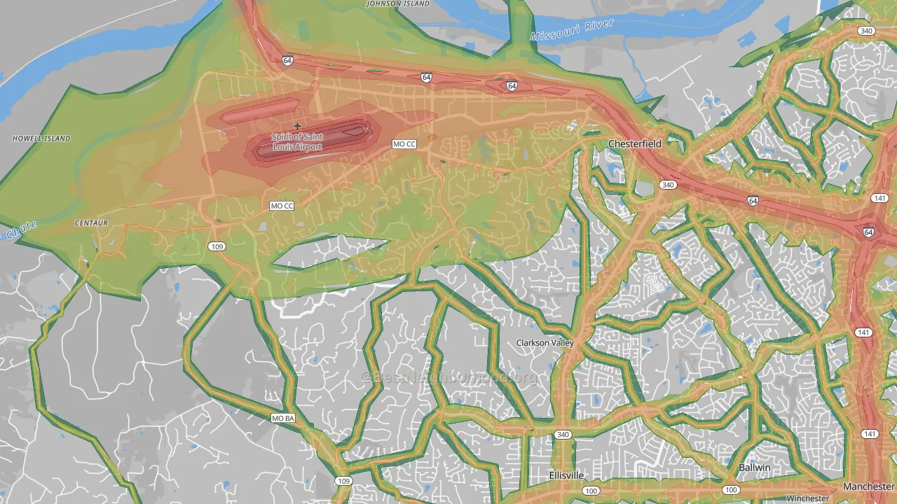 63005, MO Map of Noise Levels in 63005