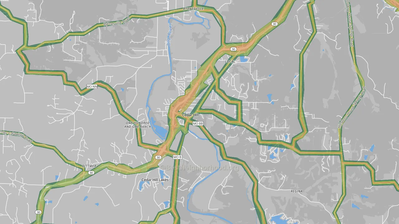 63016, MO Map of Noise Levels in 63016