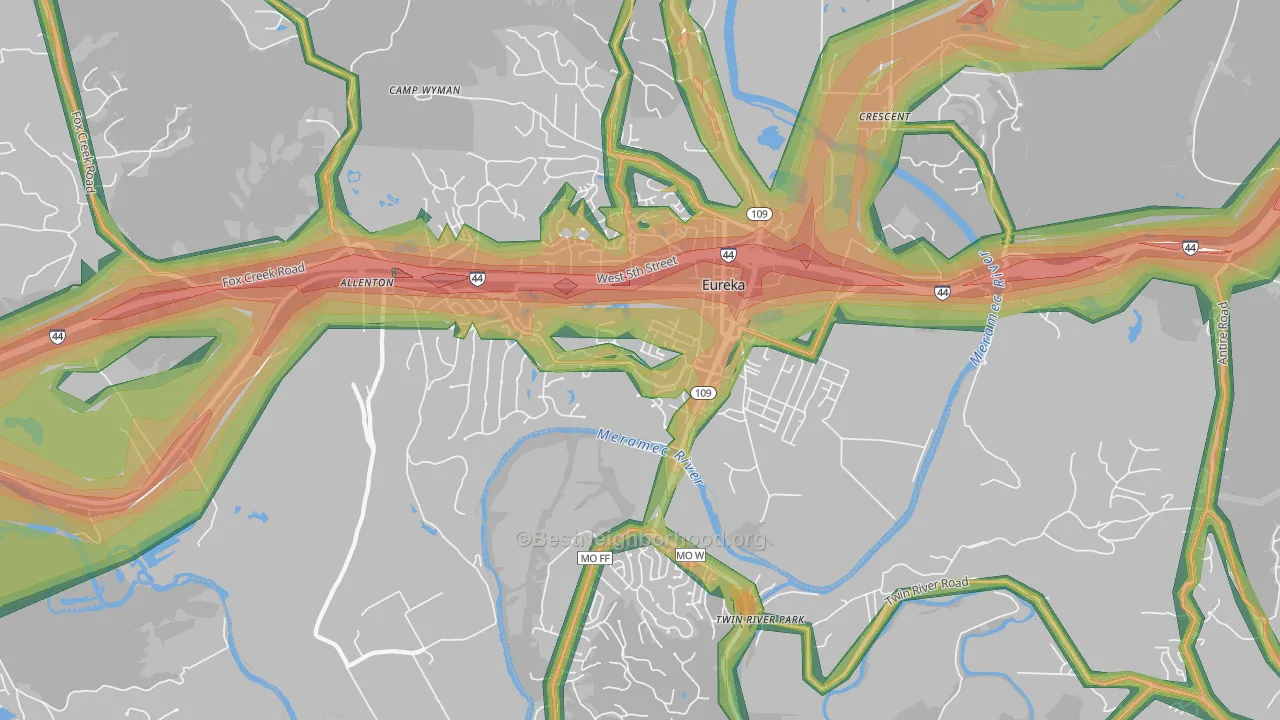 63025, MO Map of Noise Levels in 63025
