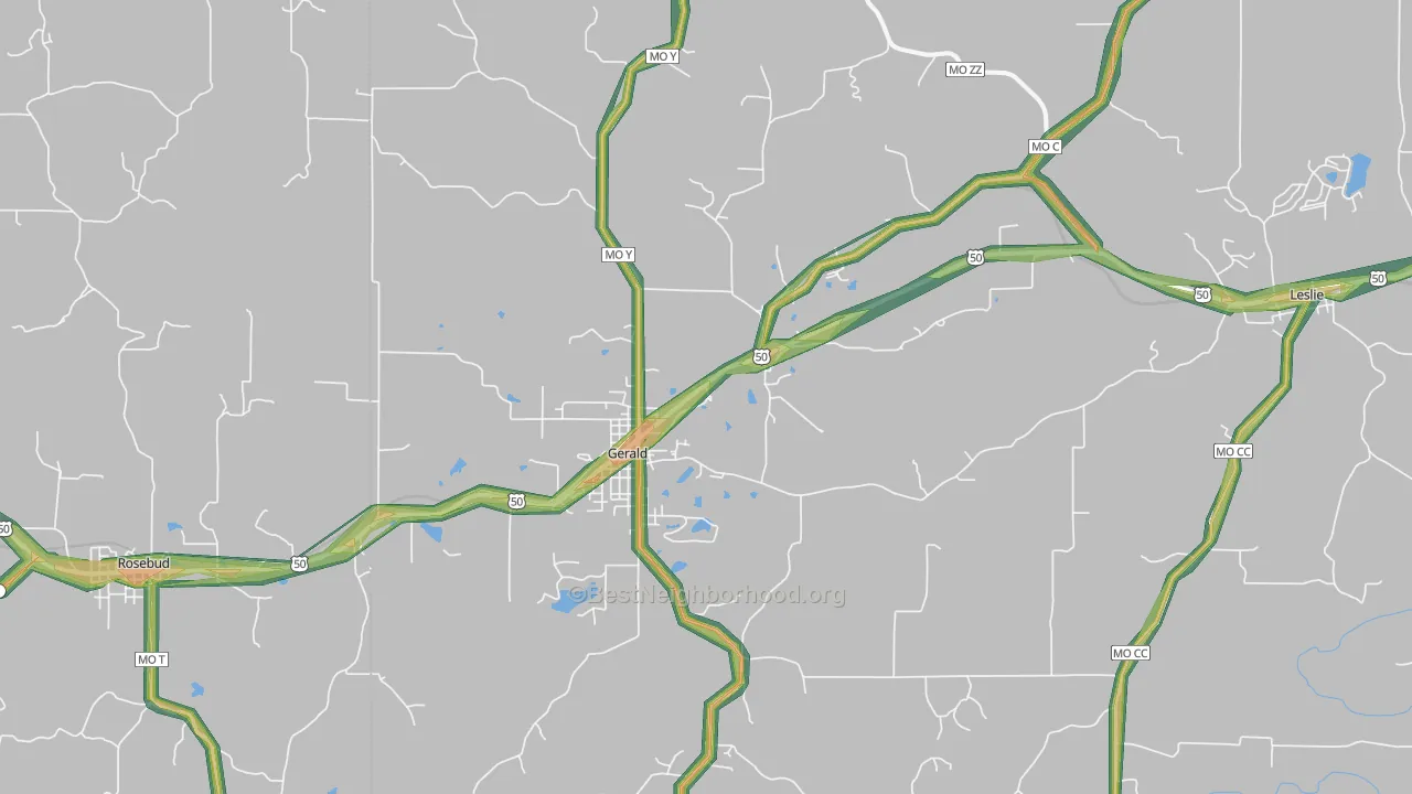 63037, MO Map of Noise Levels in 63037