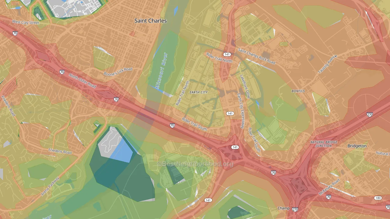 63045, MO Map of Noise Levels in 63045