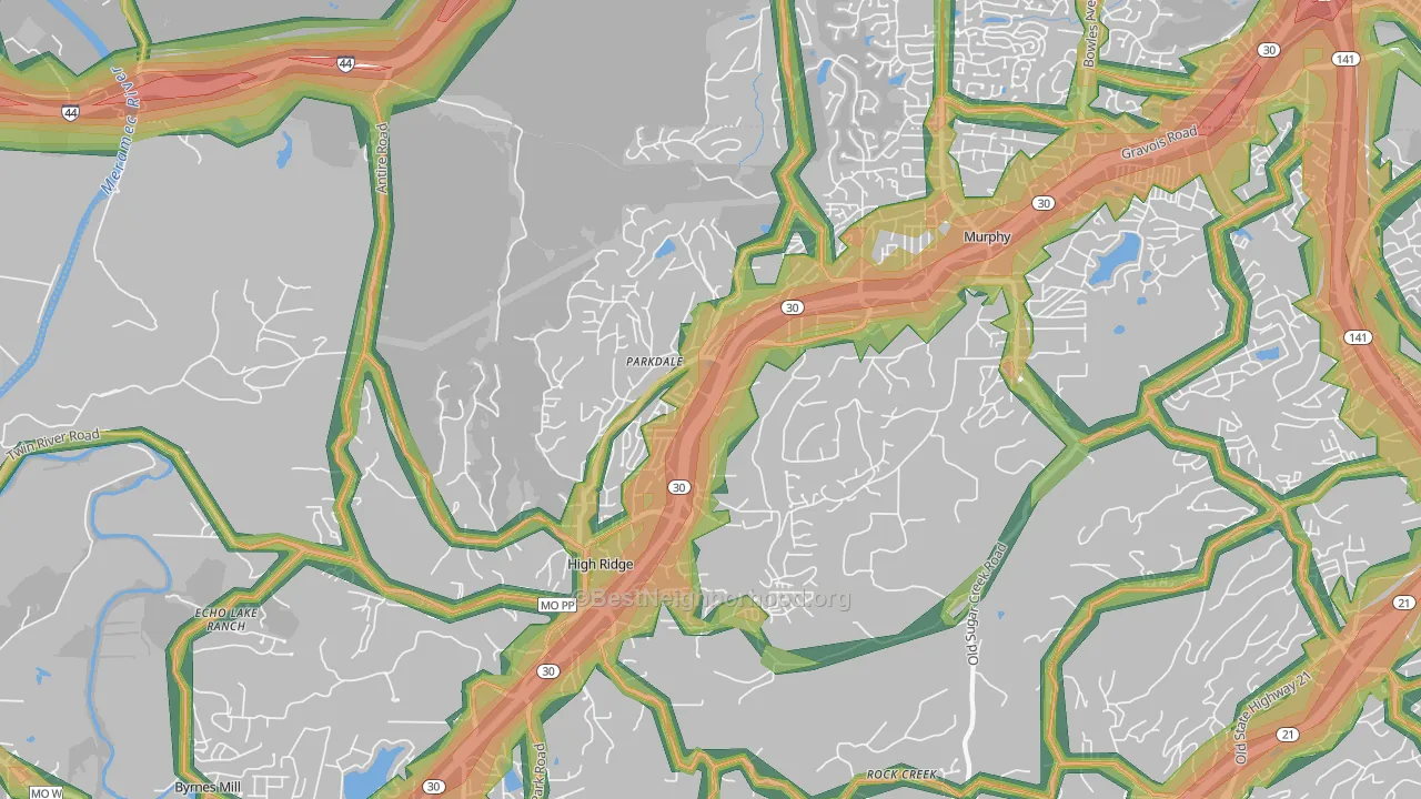63049, MO Map of Noise Levels in 63049