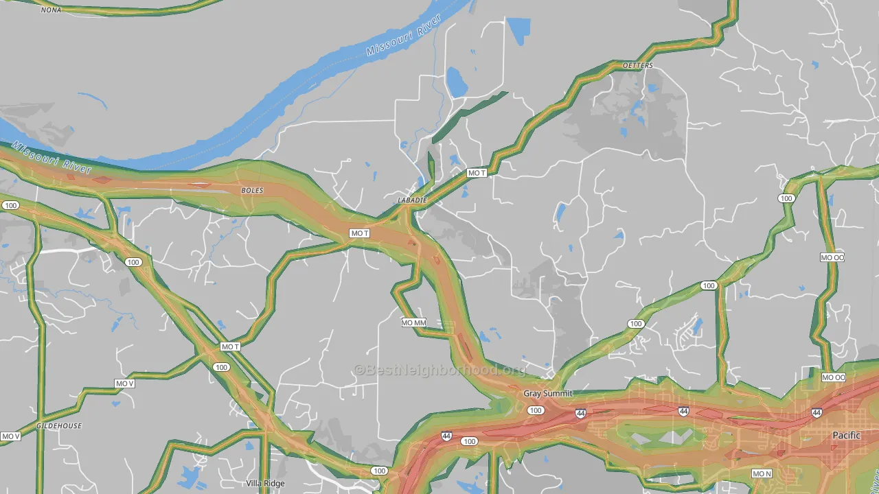 63055, MO Map of Noise Levels in 63055