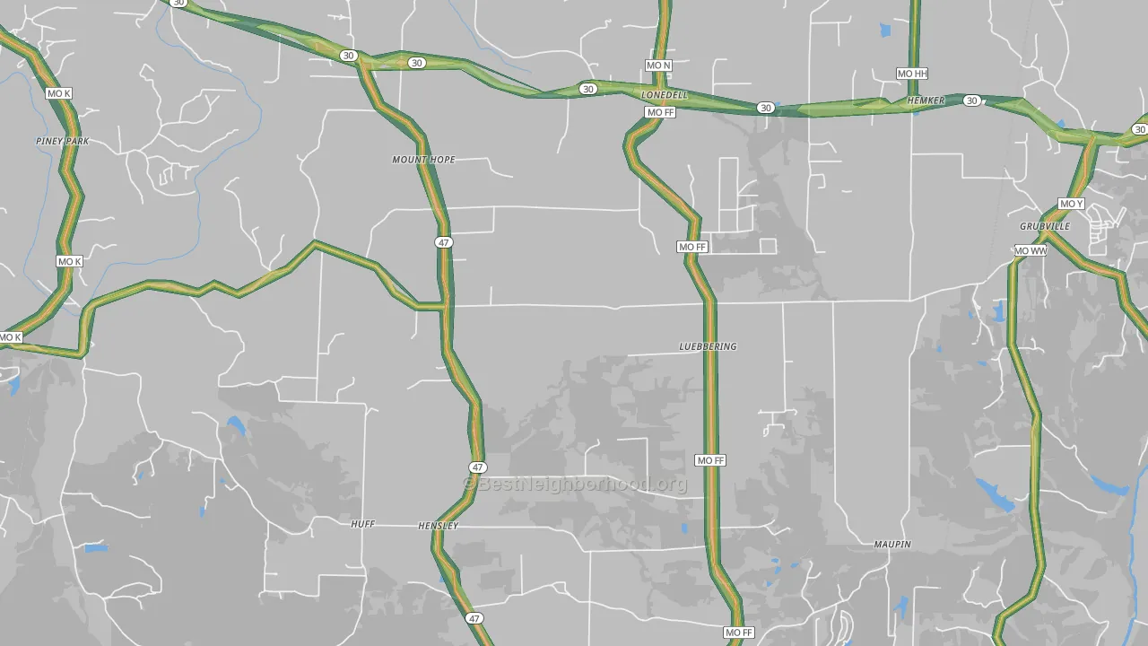 63060, MO Map of Noise Levels in 63060