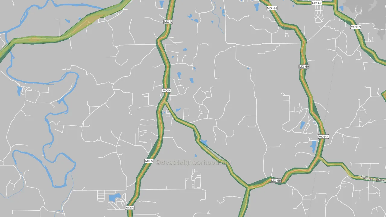 63072, MO Map of Noise Levels in 63072