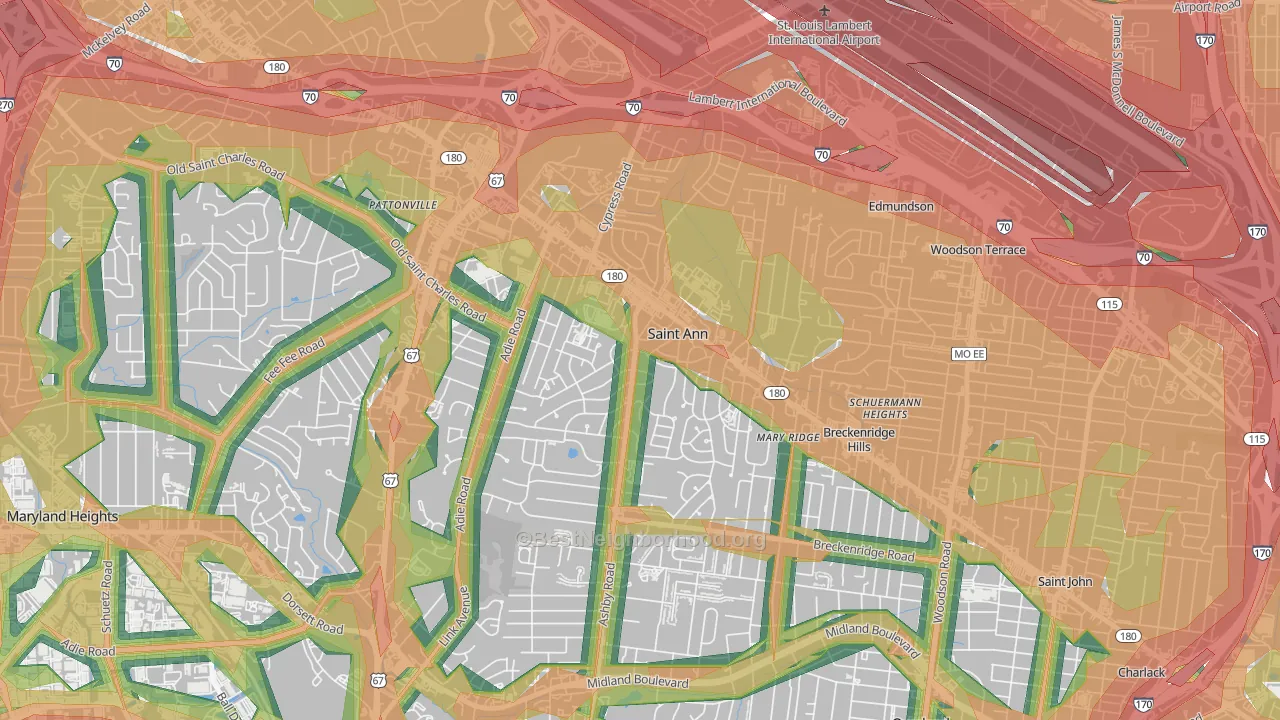 63074, MO Map of Noise Levels in 63074